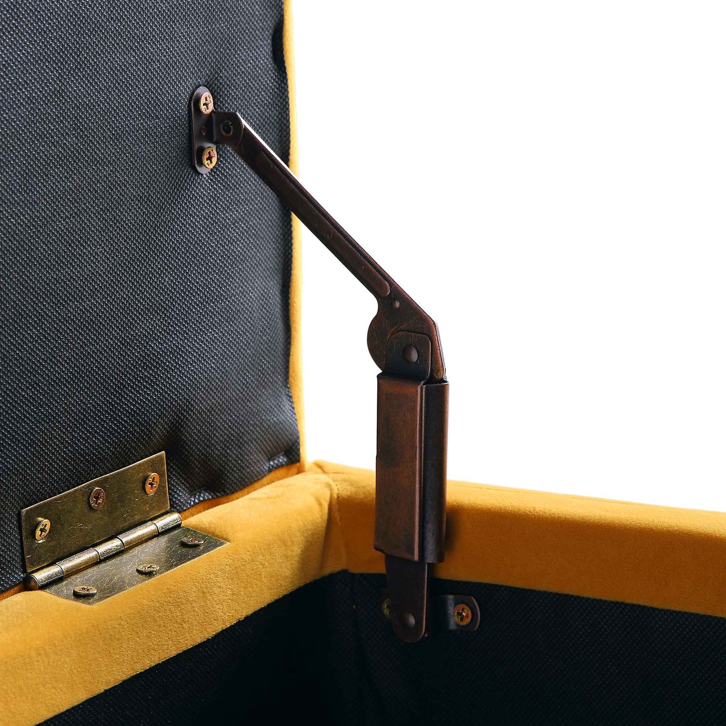 Banc de rangement ottoman à boutons profonds Leamington, velours jaune curcuma