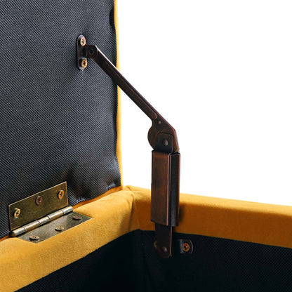 Banc de rangement ottoman à boutons profonds Leamington, velours jaune curcuma