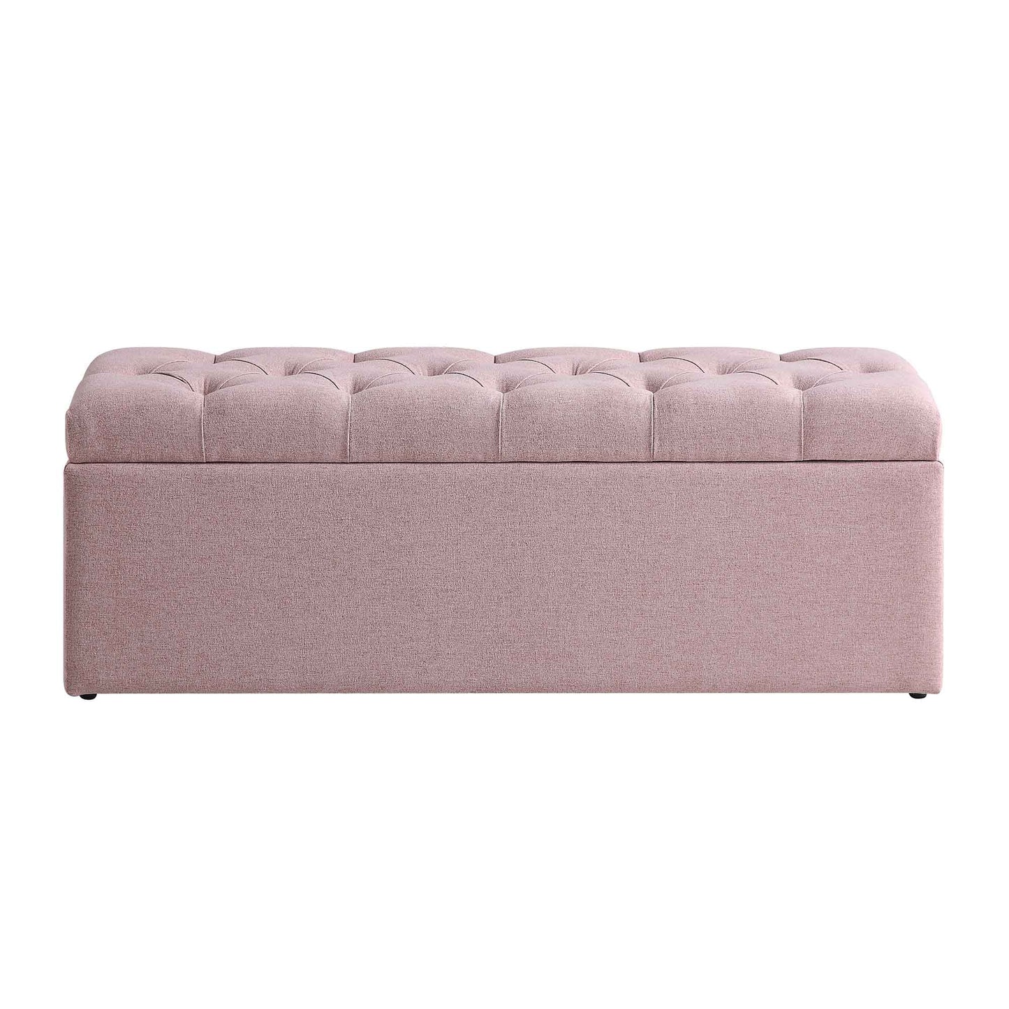 Banc de rangement ottoman à boutons profonds Leamington, tissu rose eau de rose