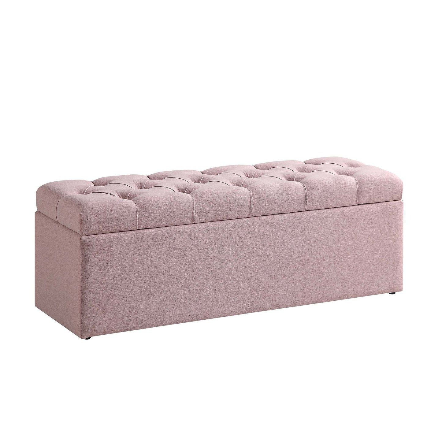 Banc de rangement ottoman à boutons profonds Leamington, tissu rose eau de rose