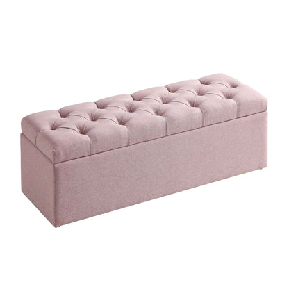 Banc de rangement ottoman à boutons profonds Leamington, tissu rose eau de rose