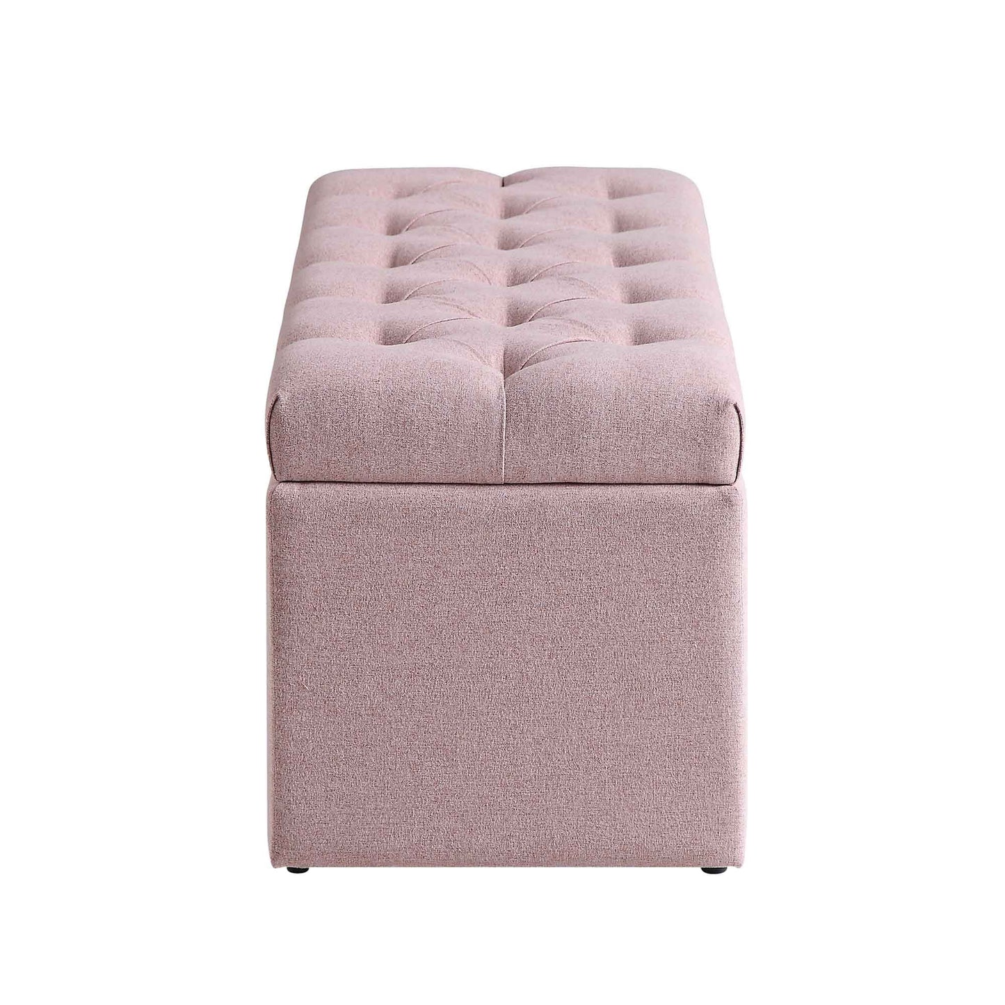 Banc de rangement ottoman à boutons profonds Leamington, tissu rose eau de rose