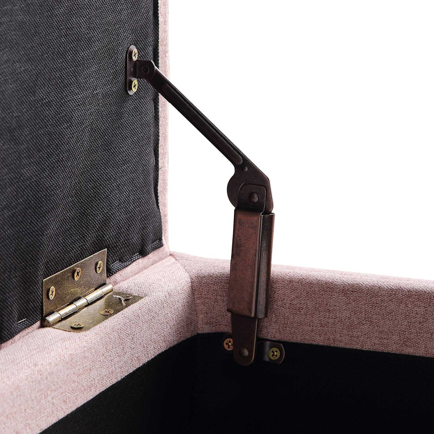 Banc de rangement ottoman à boutons profonds Leamington, tissu rose eau de rose