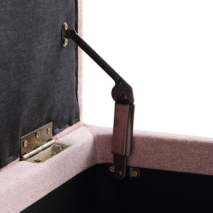 Banc de rangement ottoman à boutons profonds Leamington, tissu rose eau de rose