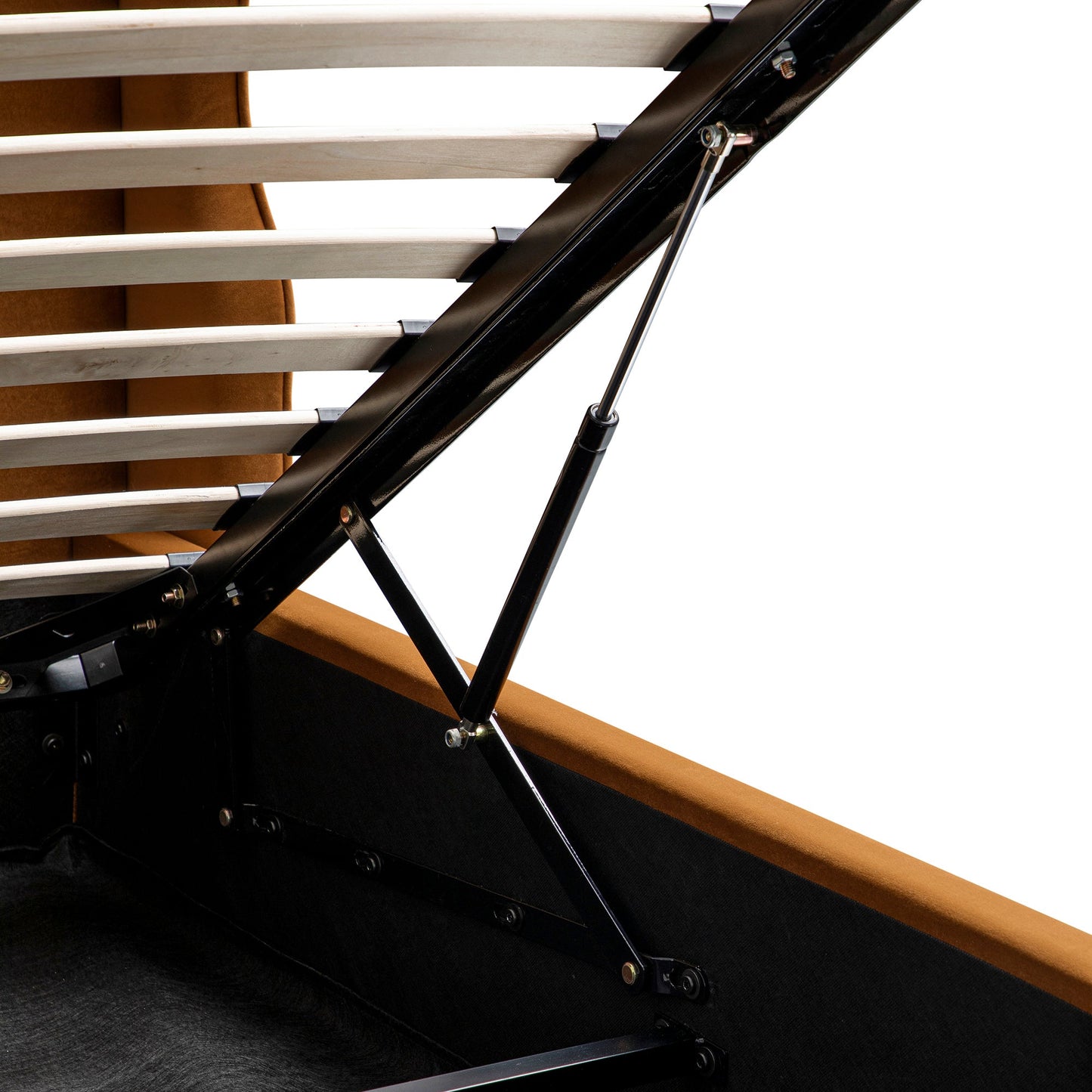 Lit de rangement rembourré à oreilles Kimberly, velours cannelle