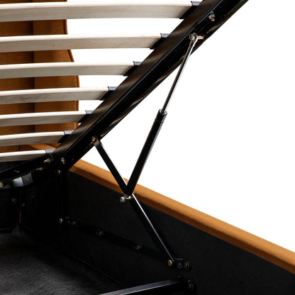 Lit de rangement rembourré à oreilles Kimberly, velours cannelle