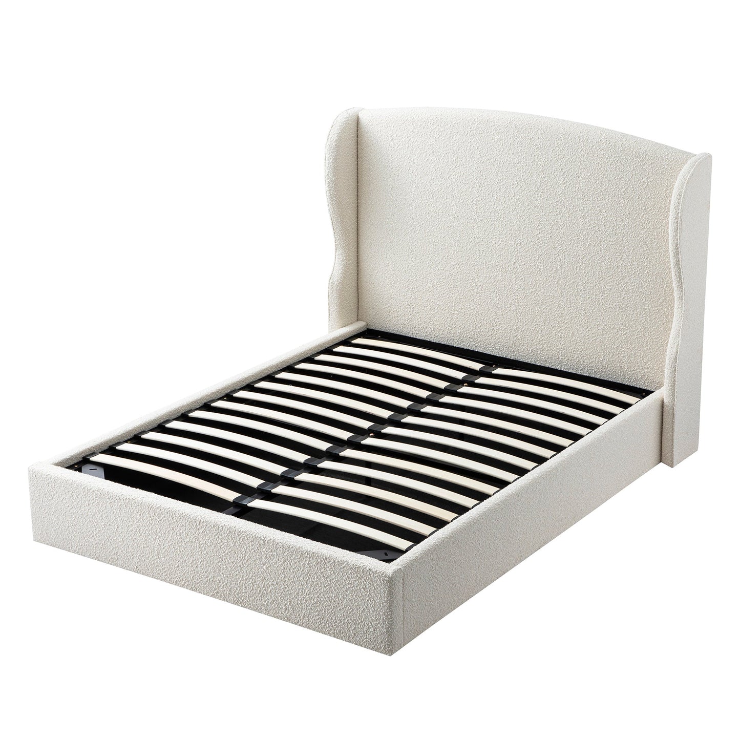 Lit de rangement rembourré à oreilles Kimberly, boucle écrue