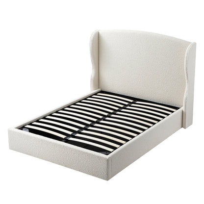 Lit de rangement rembourré à oreilles Kimberly, boucle écrue