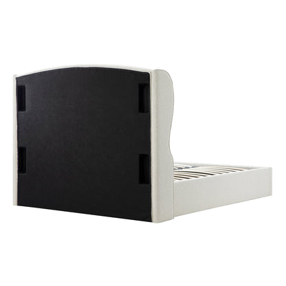 Lit de rangement rembourré à oreilles Kimberly, boucle écrue