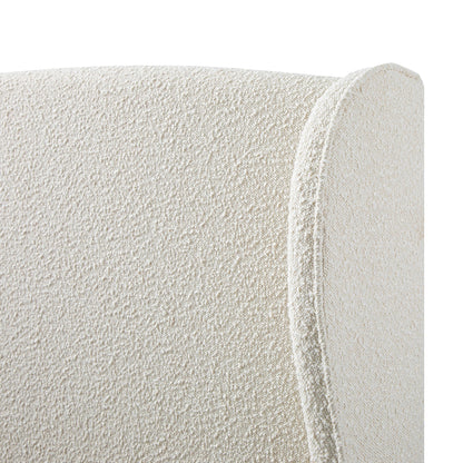 Lit de rangement rembourré à oreilles Kimberly, boucle écrue