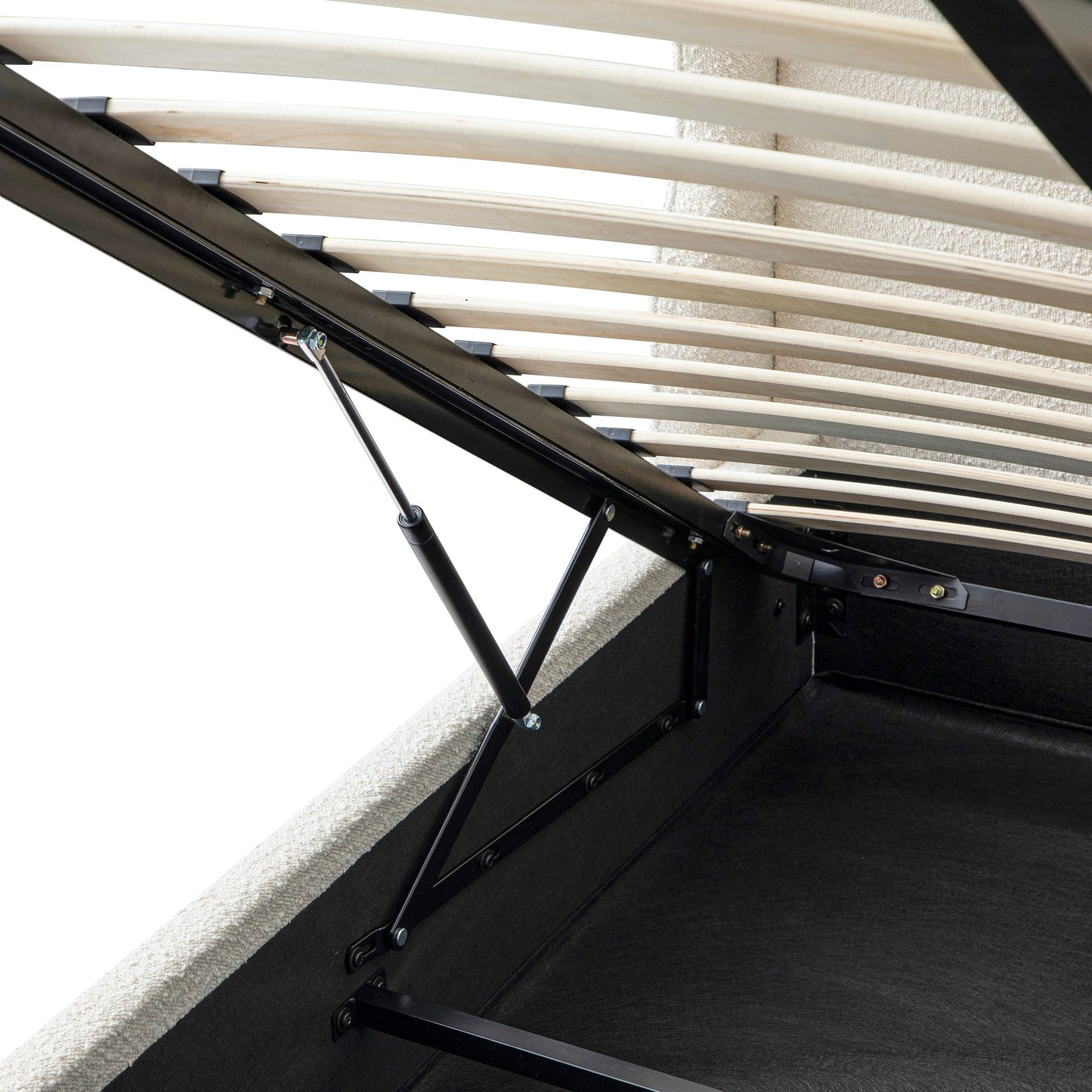 Lit de rangement rembourré à oreilles Kimberly, boucle écrue