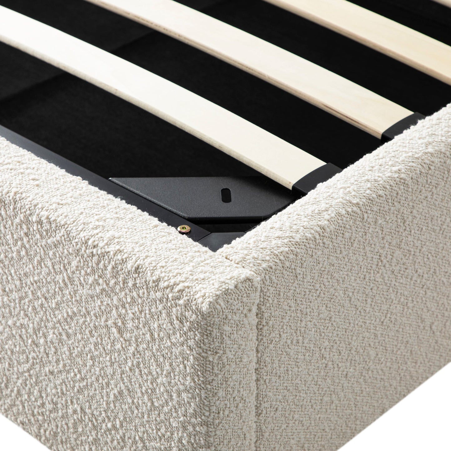 Lit de rangement rembourré à oreilles Kimberly, boucle écrue