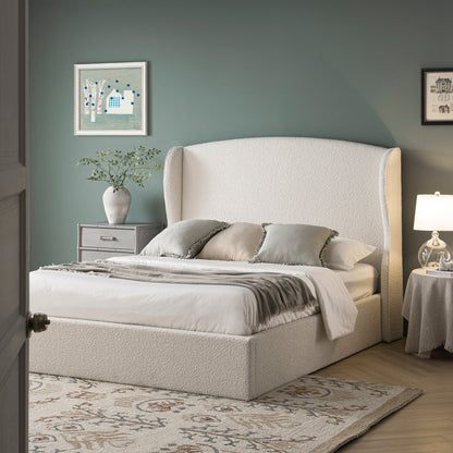 Lit de rangement rembourré à oreilles Kimberly, boucle écrue