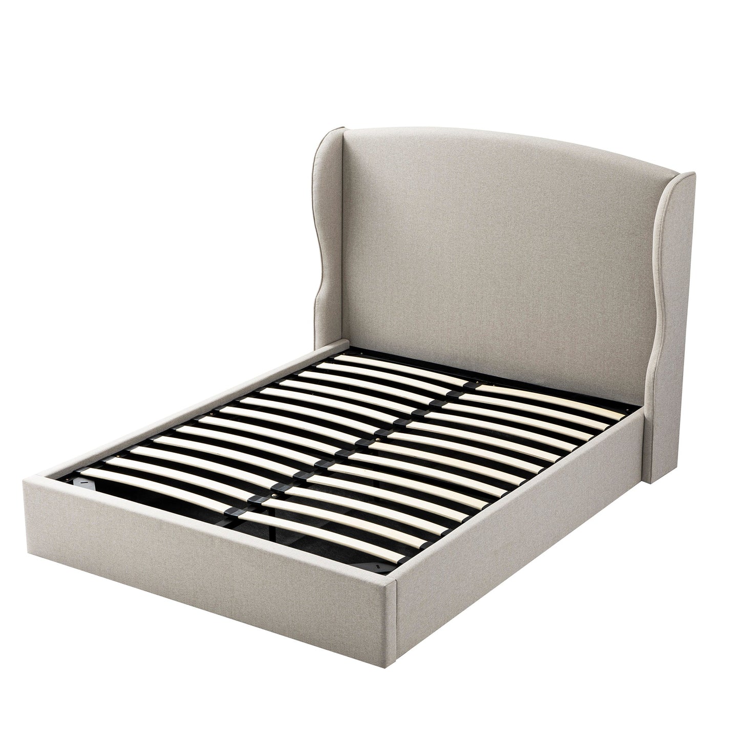 Lit de rangement rembourré Kimberly, tissu sable