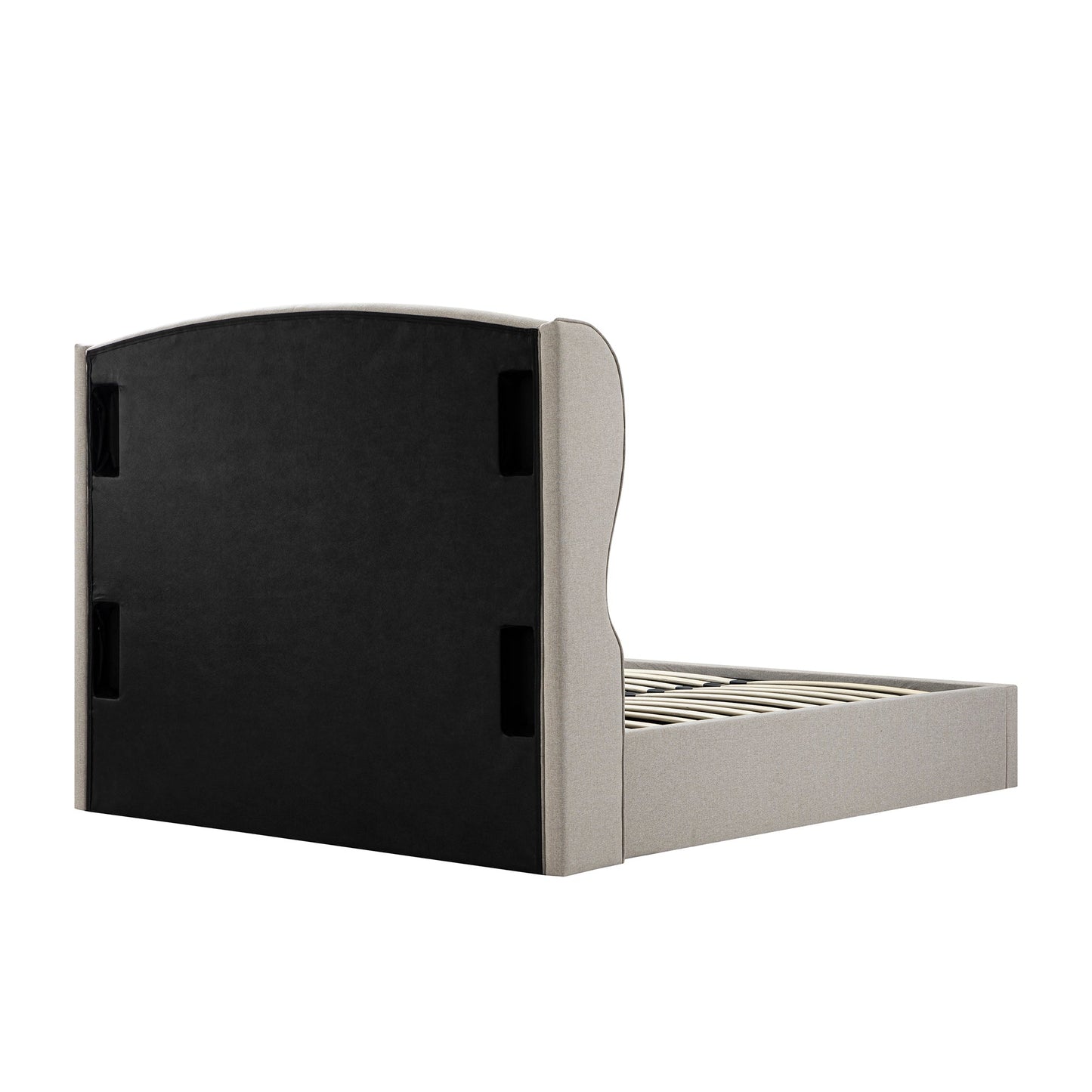 Lit de rangement rembourré Kimberly, tissu sable