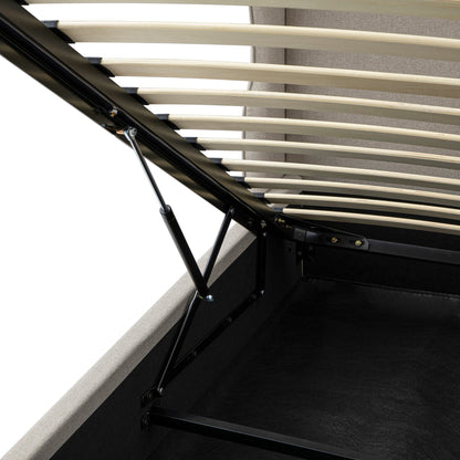 Lit de rangement rembourré Kimberly, tissu sable