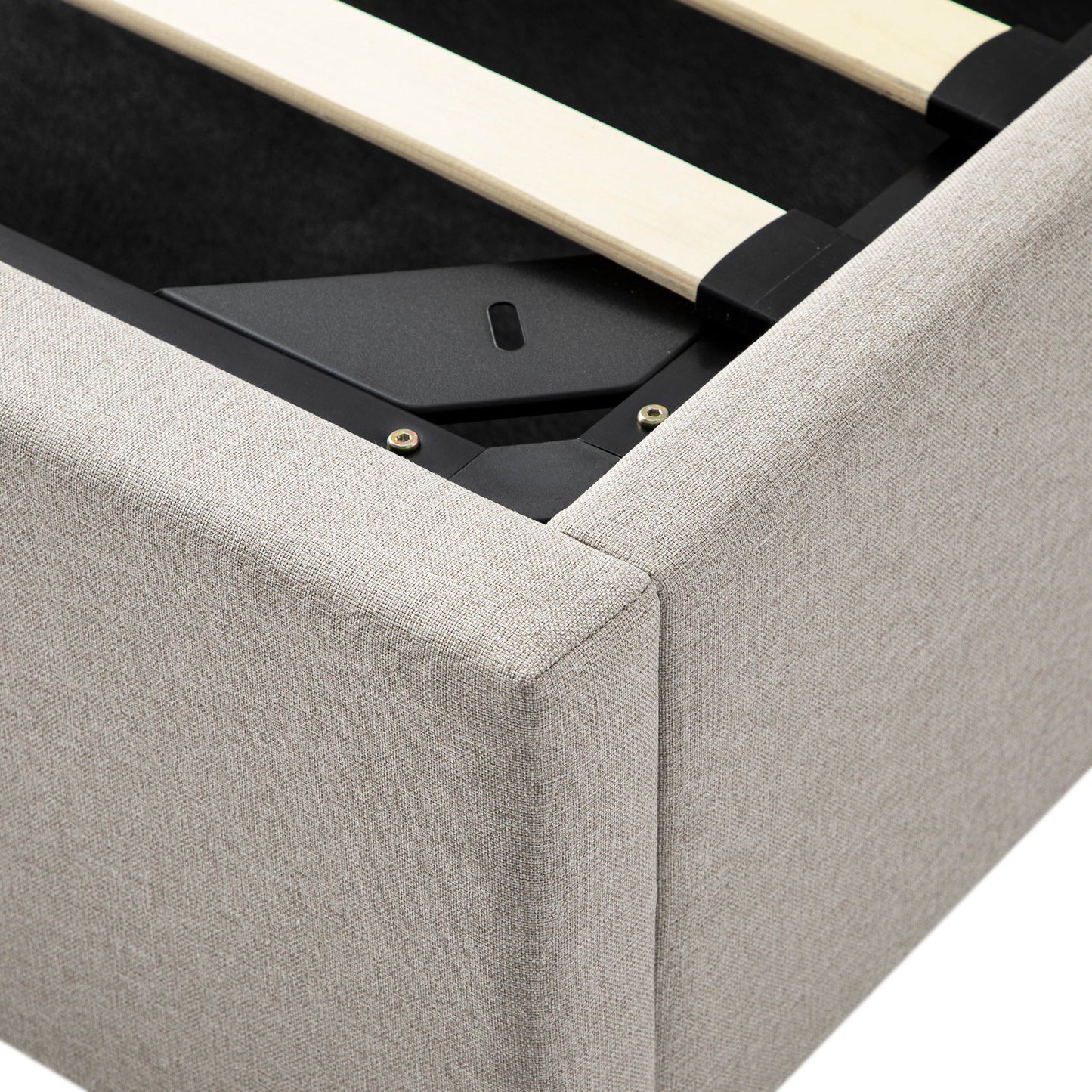 Lit de rangement rembourré Kimberly, tissu sable