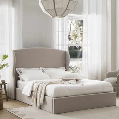 Lit de rangement rembourré Kimberly, tissu sable