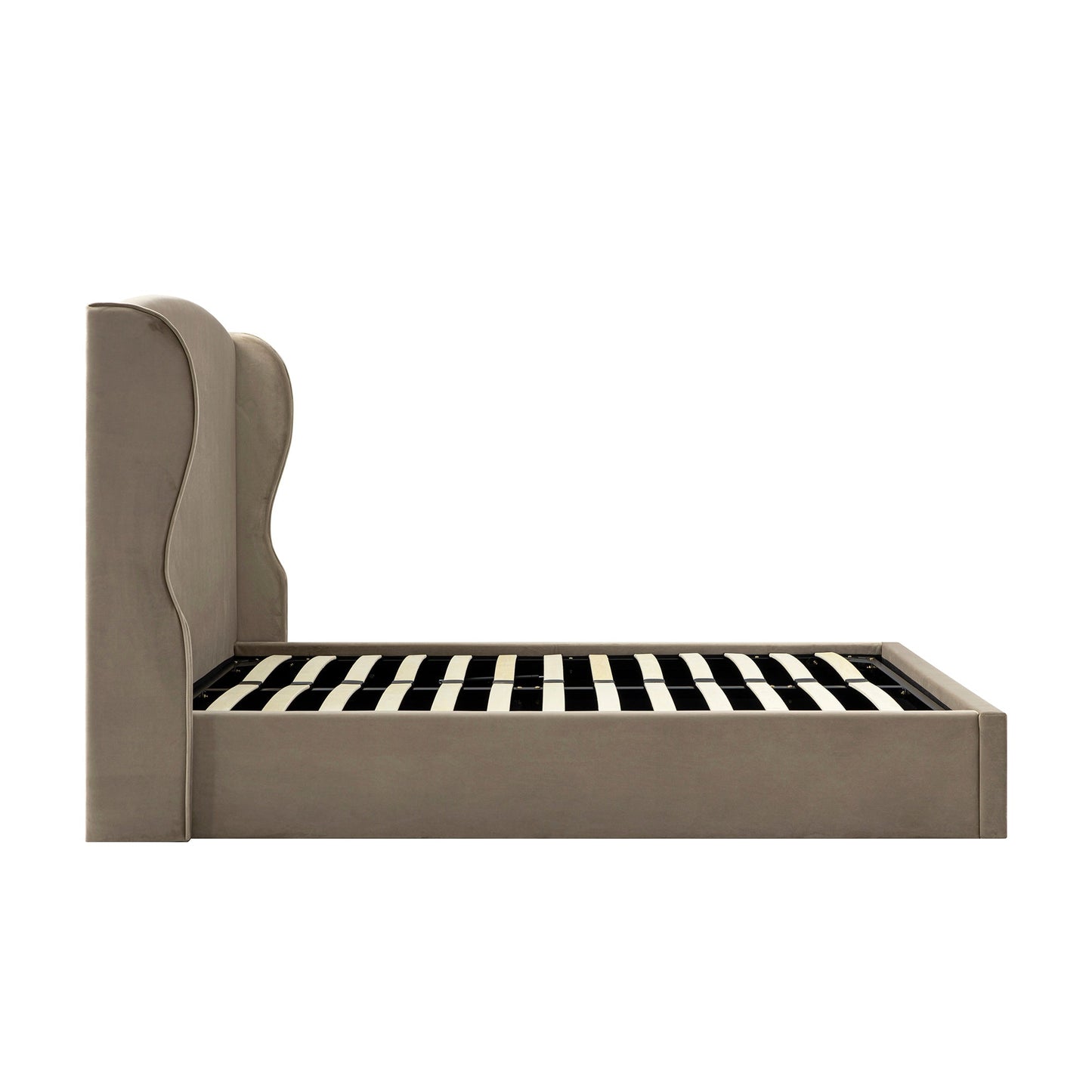 Lit de rangement rembourré à oreilles Kimberly, velours taupe