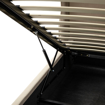 Lit de rangement rembourré à oreilles Kimberly, velours taupe