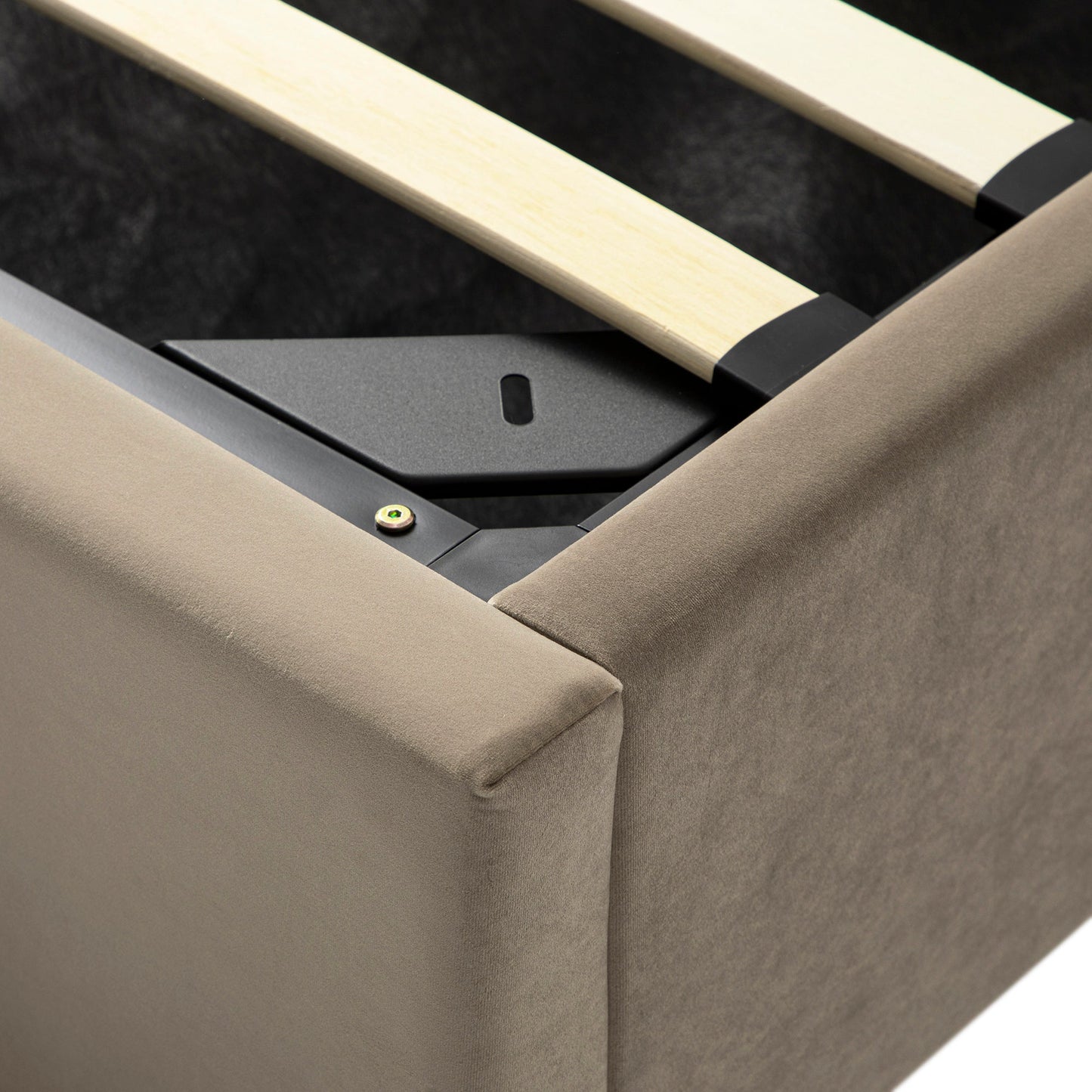 Lit de rangement rembourré à oreilles Kimberly, velours taupe