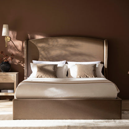 Lit de rangement rembourré à oreilles Kimberly, velours taupe