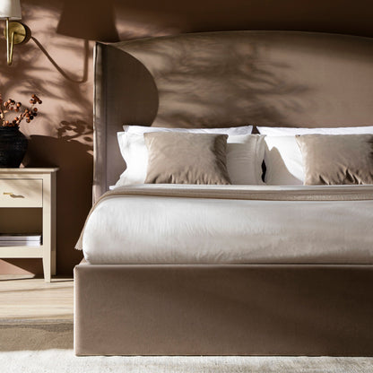 Lit de rangement rembourré à oreilles Kimberly, velours taupe