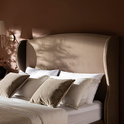 Lit de rangement rembourré à oreilles Kimberly, velours taupe