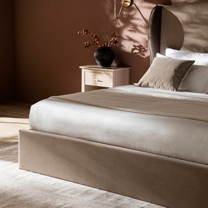 Lit de rangement rembourré à oreilles Kimberly, velours taupe