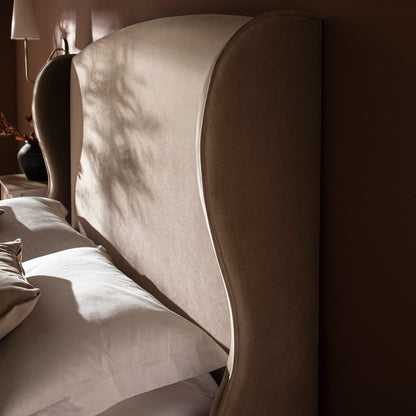 Lit de rangement rembourré à oreilles Kimberly, velours taupe