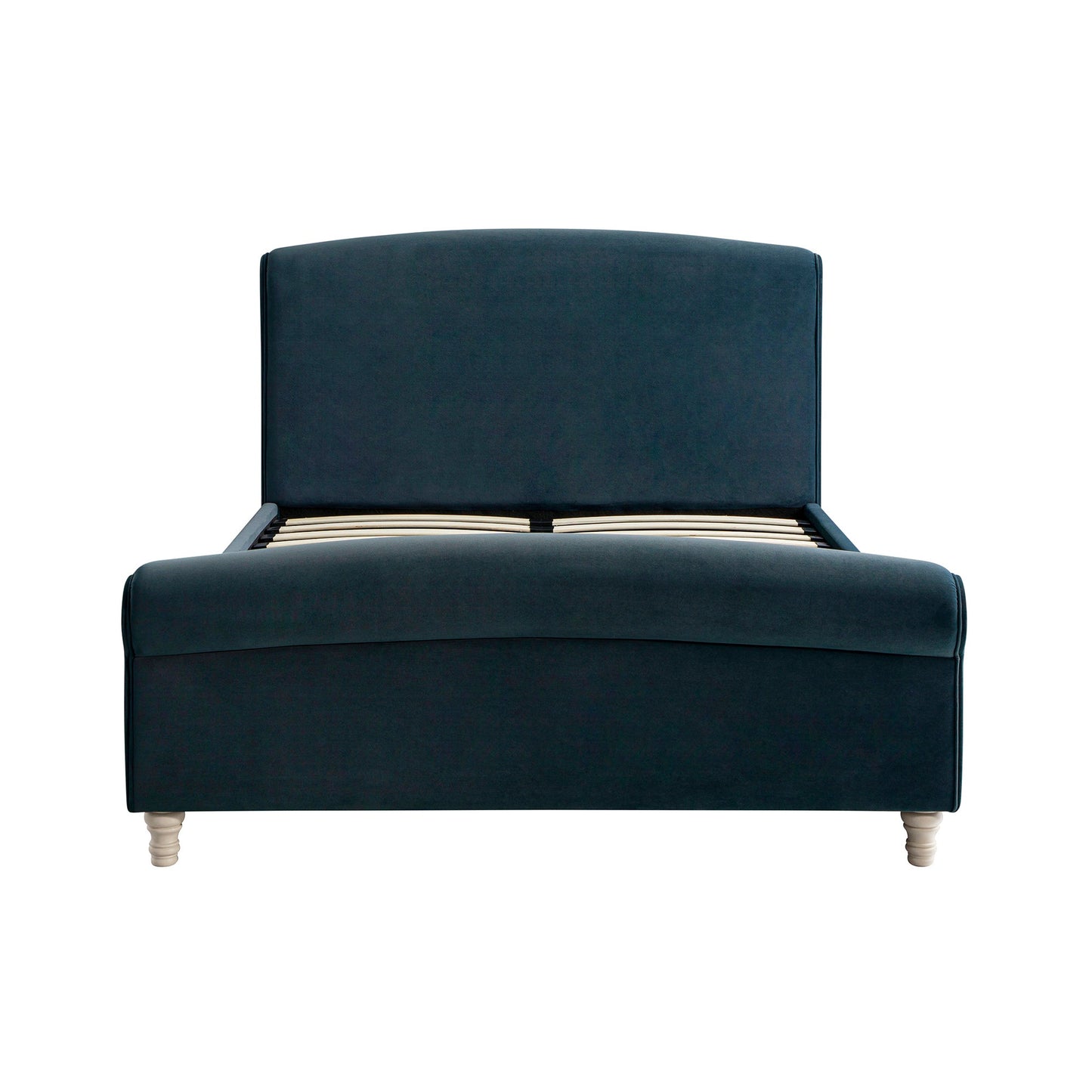 Lit traîneau ottoman Porchester avec rangement, velours bleu égéen