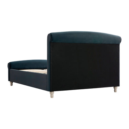 Lit traîneau ottoman Porchester avec rangement, velours bleu égéen