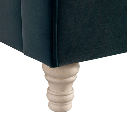 Lit traîneau ottoman Porchester avec rangement, velours bleu égéen