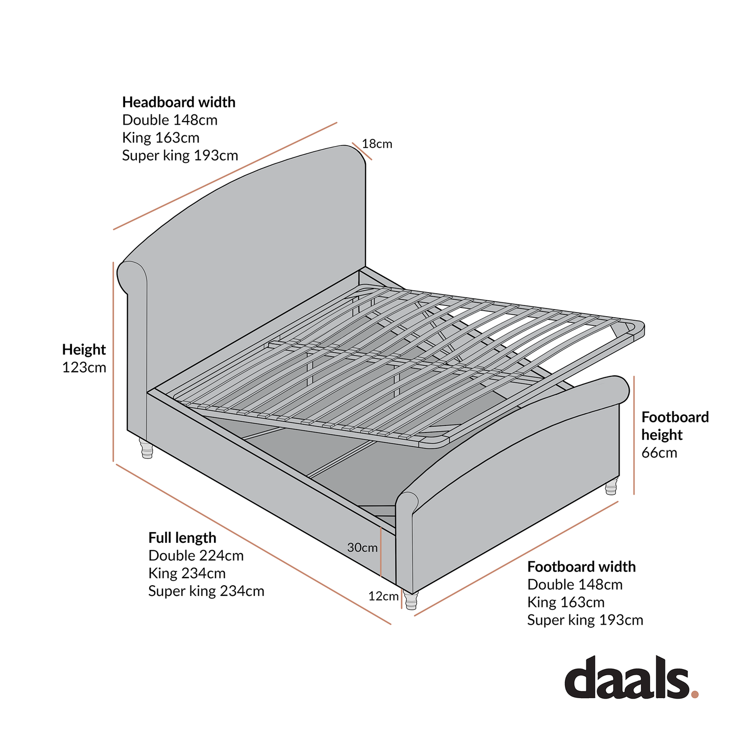 Lit-bateau de rangement ottoman Porchester, tissu texturé tissé couleur avoine
