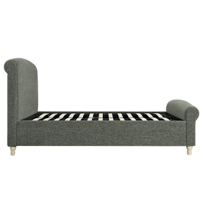 Lit traîneau avec rangement ottoman Porchester, chenille vert forêt