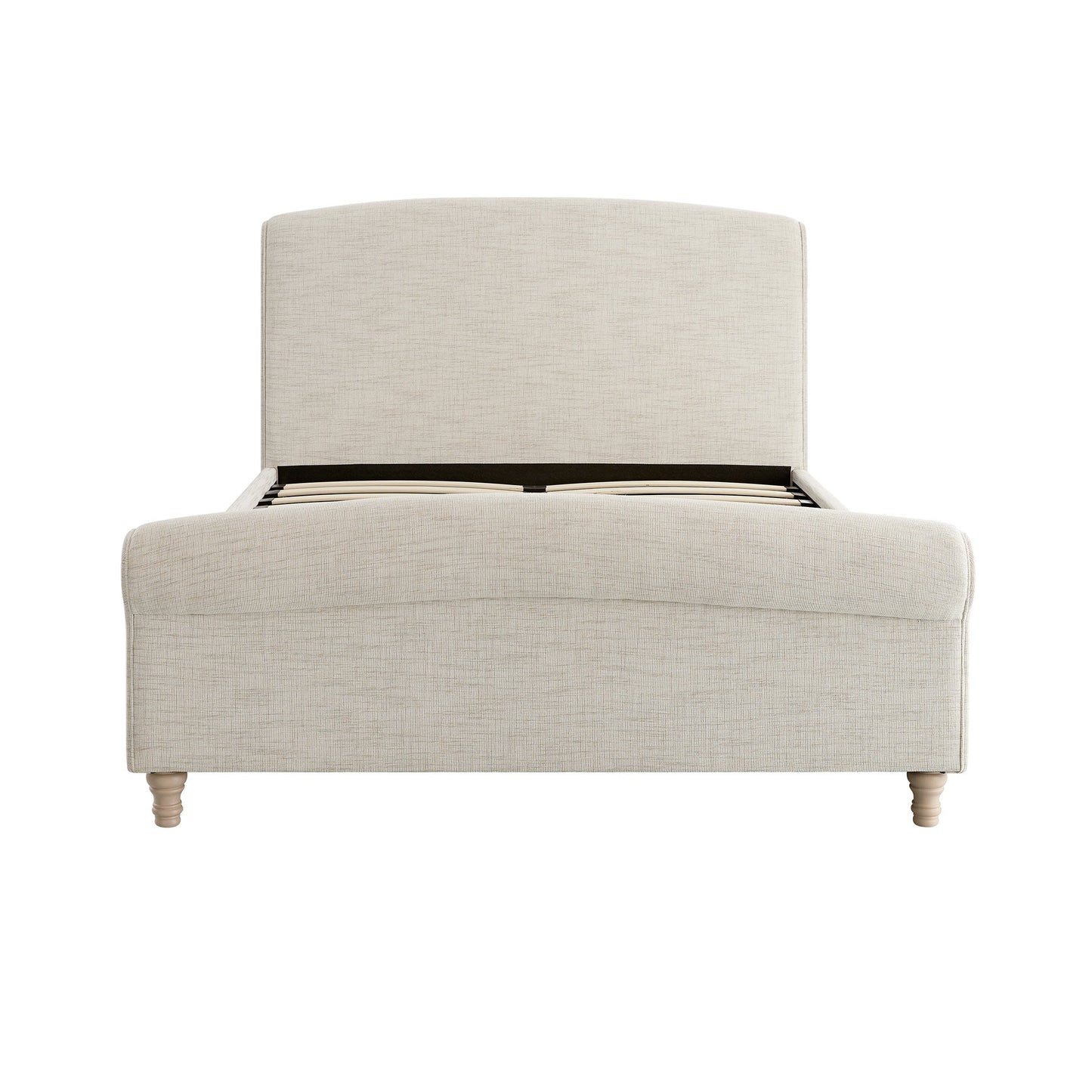 Lit-bateau de rangement ottoman Porchester, tissu texturé tissé couleur avoine