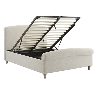 Lit-bateau de rangement ottoman Porchester, tissu texturé tissé couleur avoine