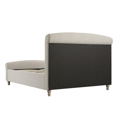 Lit-bateau de rangement ottoman Porchester, tissu texturé tissé couleur avoine