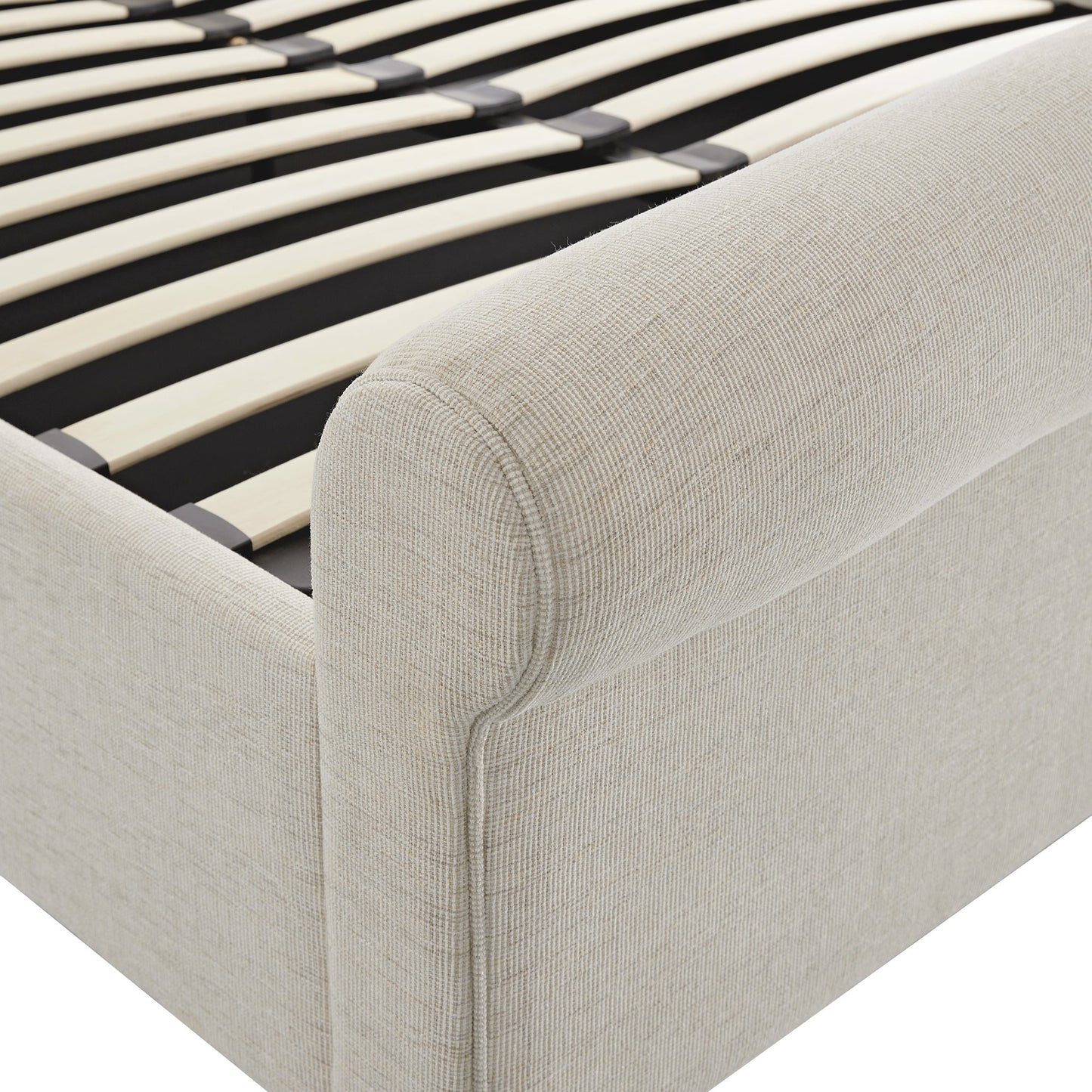 Lit-bateau de rangement ottoman Porchester, tissu texturé tissé couleur avoine