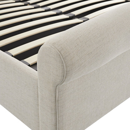 Lit-bateau de rangement ottoman Porchester, tissu texturé tissé couleur avoine