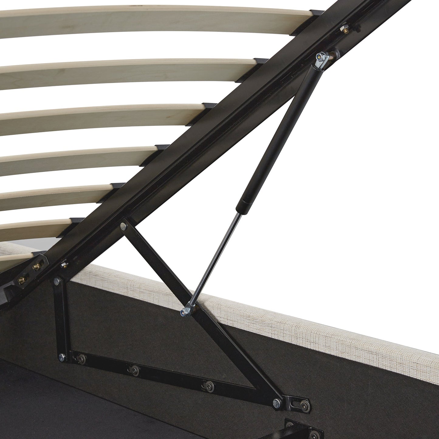 Lit-bateau de rangement ottoman Porchester, tissu texturé tissé couleur avoine