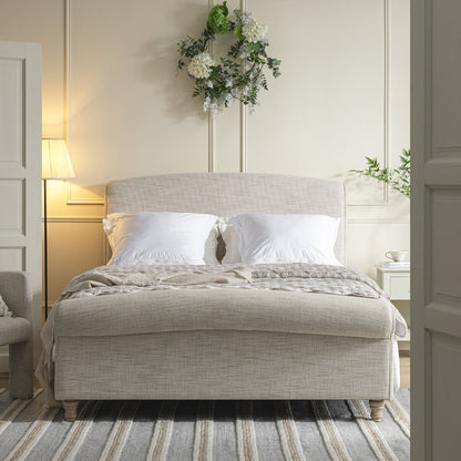 Lit-bateau de rangement ottoman Porchester, tissu texturé tissé couleur avoine