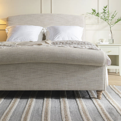 Lit-bateau de rangement ottoman Porchester, tissu texturé tissé couleur avoine