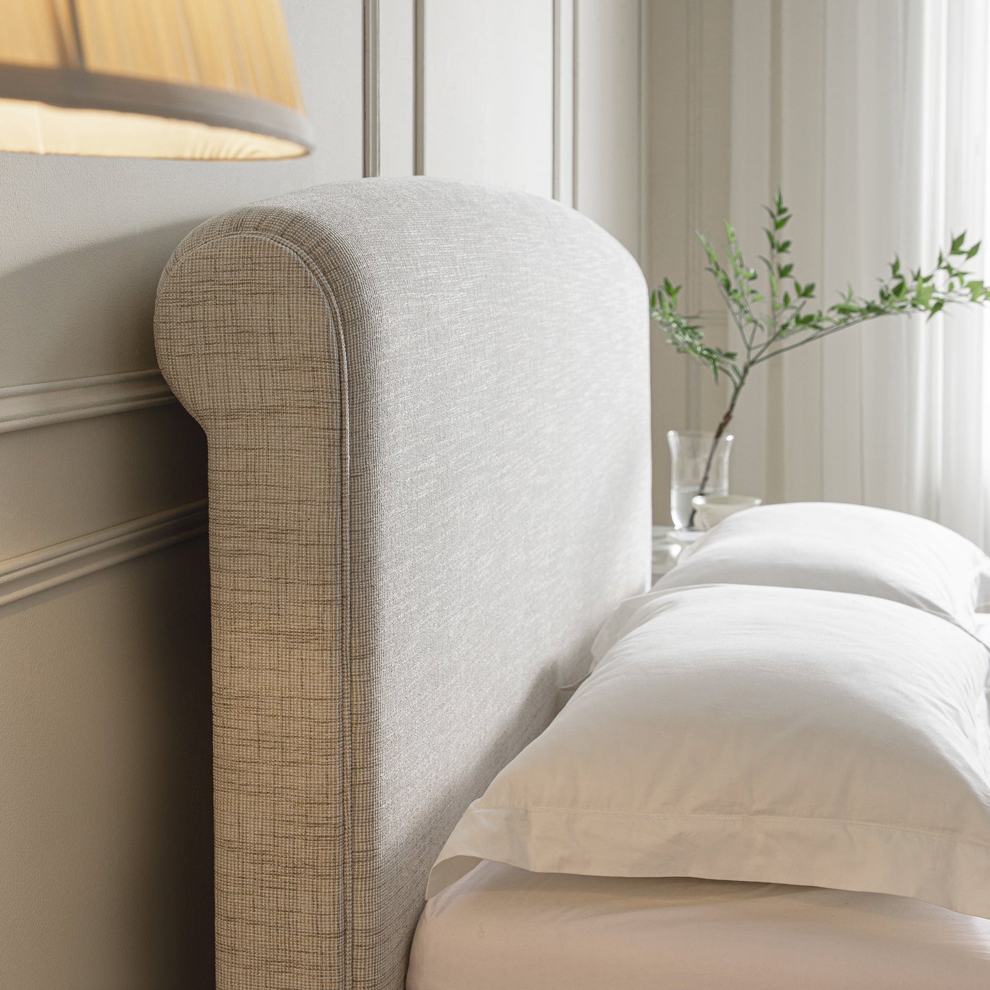 Lit-bateau de rangement ottoman Porchester, tissu texturé tissé couleur avoine