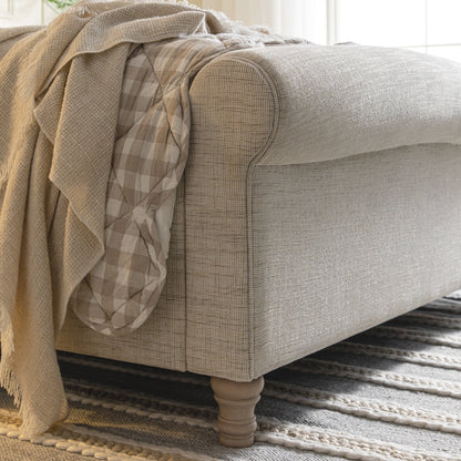 Lit-bateau de rangement ottoman Porchester, tissu texturé tissé couleur avoine