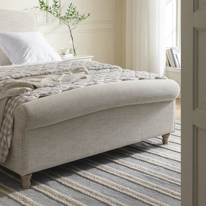 Lit-bateau de rangement ottoman Porchester, tissu texturé tissé couleur avoine