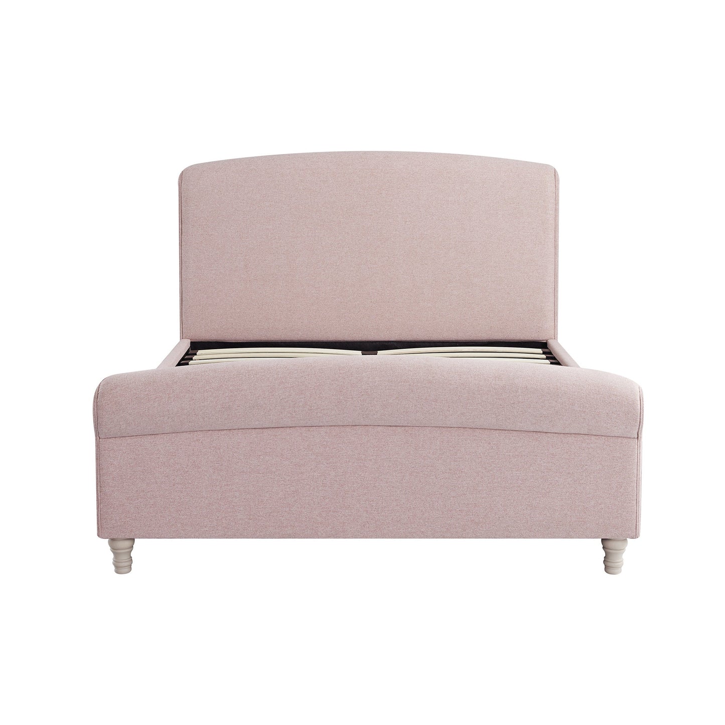 Lit traîneau avec rangement ottoman Porchester, tissu rose eau de rose