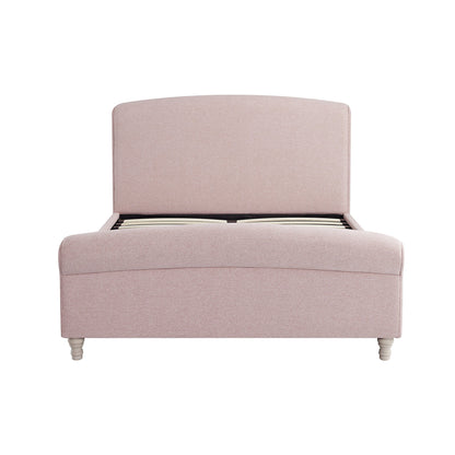 Lit traîneau avec rangement ottoman Porchester, tissu rose eau de rose