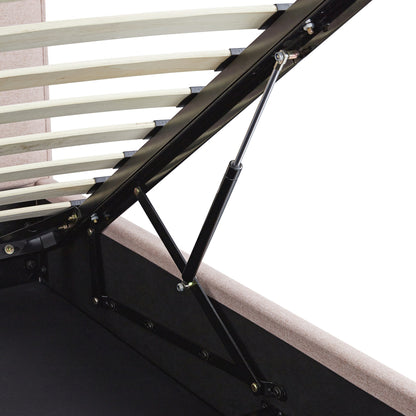 Lit traîneau avec rangement ottoman Porchester, tissu rose eau de rose