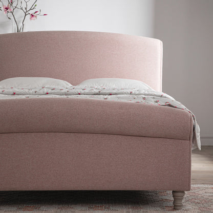 Lit traîneau avec rangement ottoman Porchester, tissu rose eau de rose